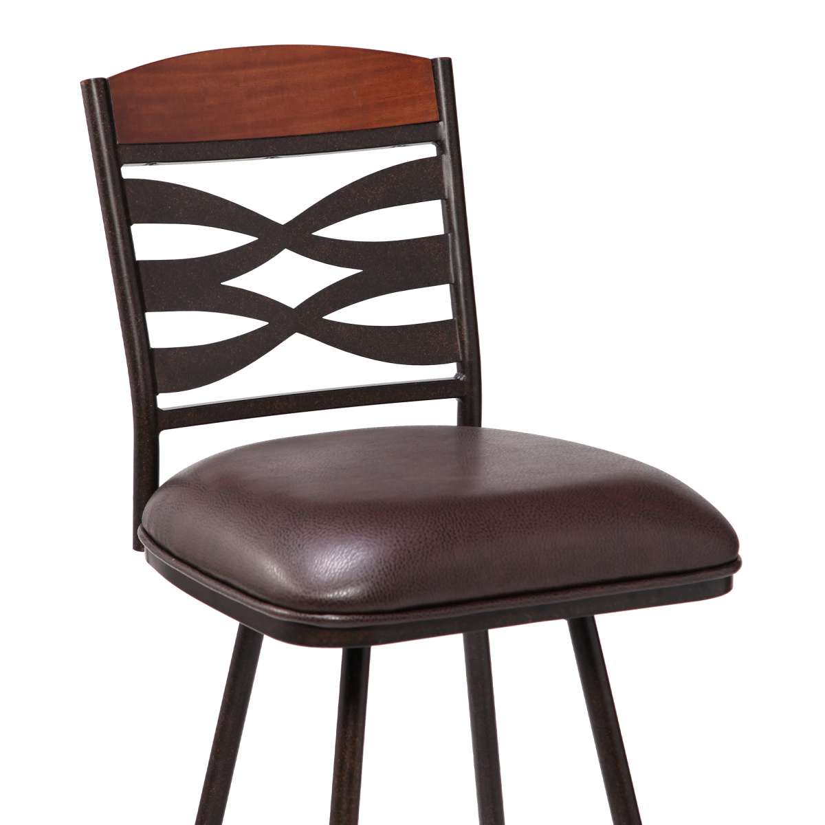 Arden Contemporary 30" Bar Height Barstool in Auburn Bay Finish with Brown Faux Leather and Sedona Wood Finish Back By Armen Living | Bar Stools |  Modishstore  - 4