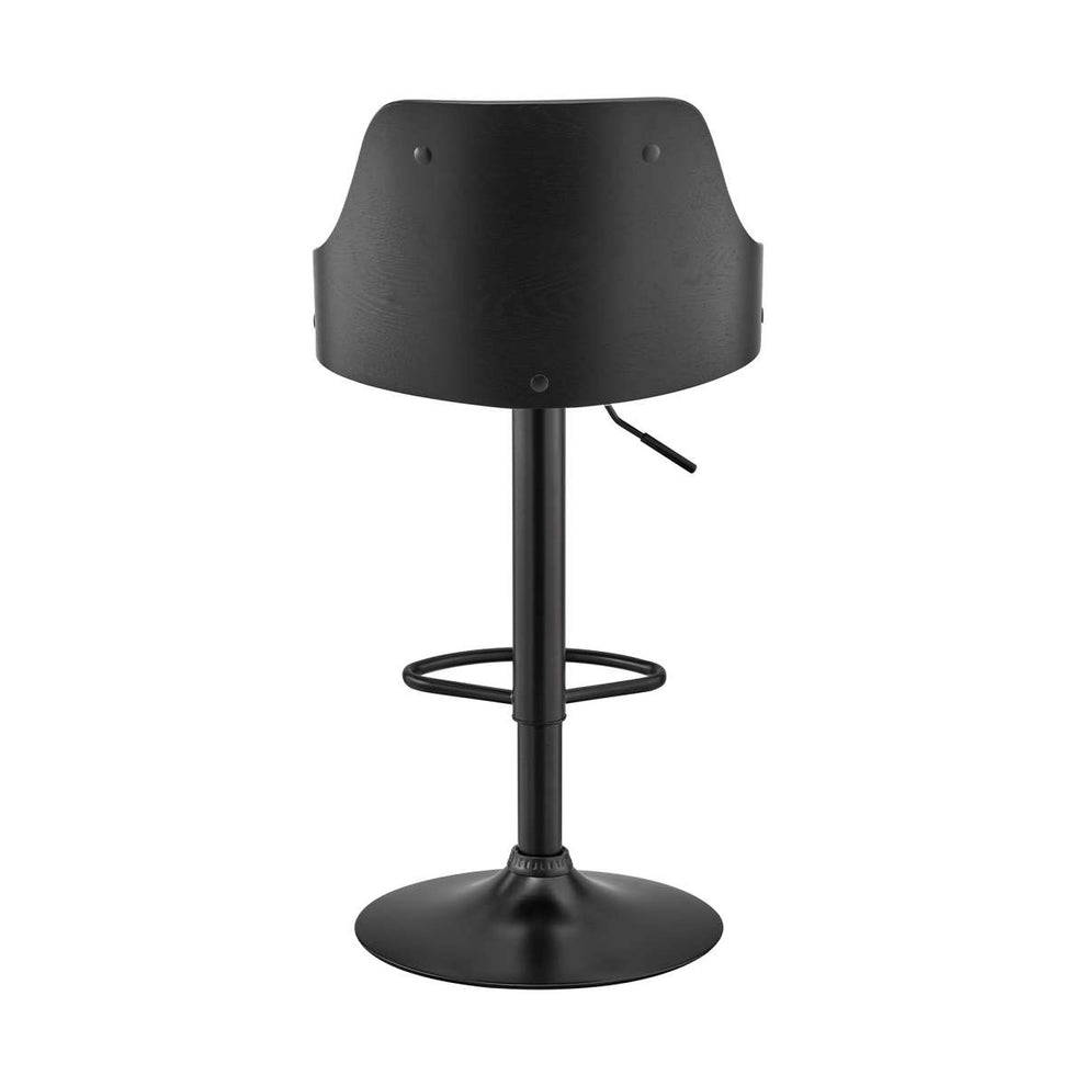 Asher Adjustable Grey Faux Leather and Black Finish Bar Stool By Armen Living | Bar Stools | Modishstore - 4