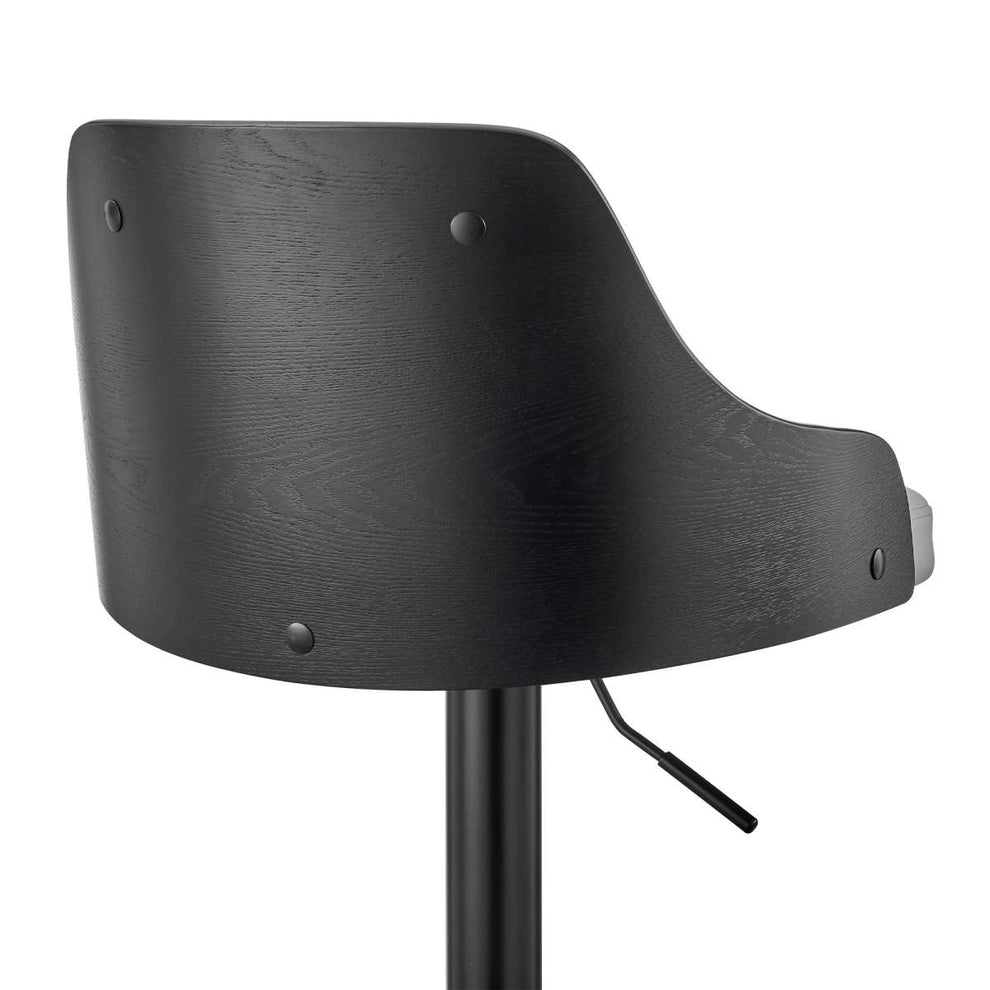 Asher Adjustable Grey Faux Leather and Black Finish Bar Stool By Armen Living | Bar Stools | Modishstore - 6