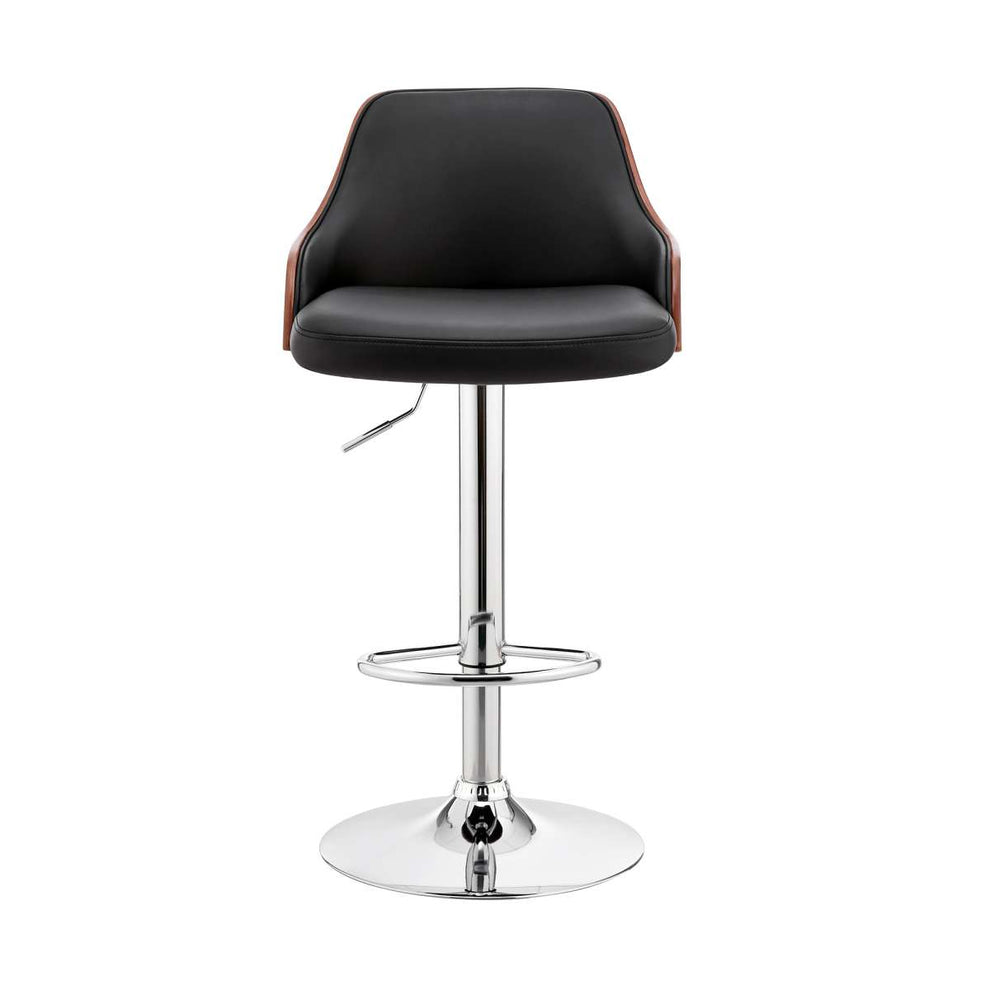 Asher Adjustable Grey Faux Leather and Black Finish Bar Stool By Armen Living | Bar Stools | Modishstore - 9