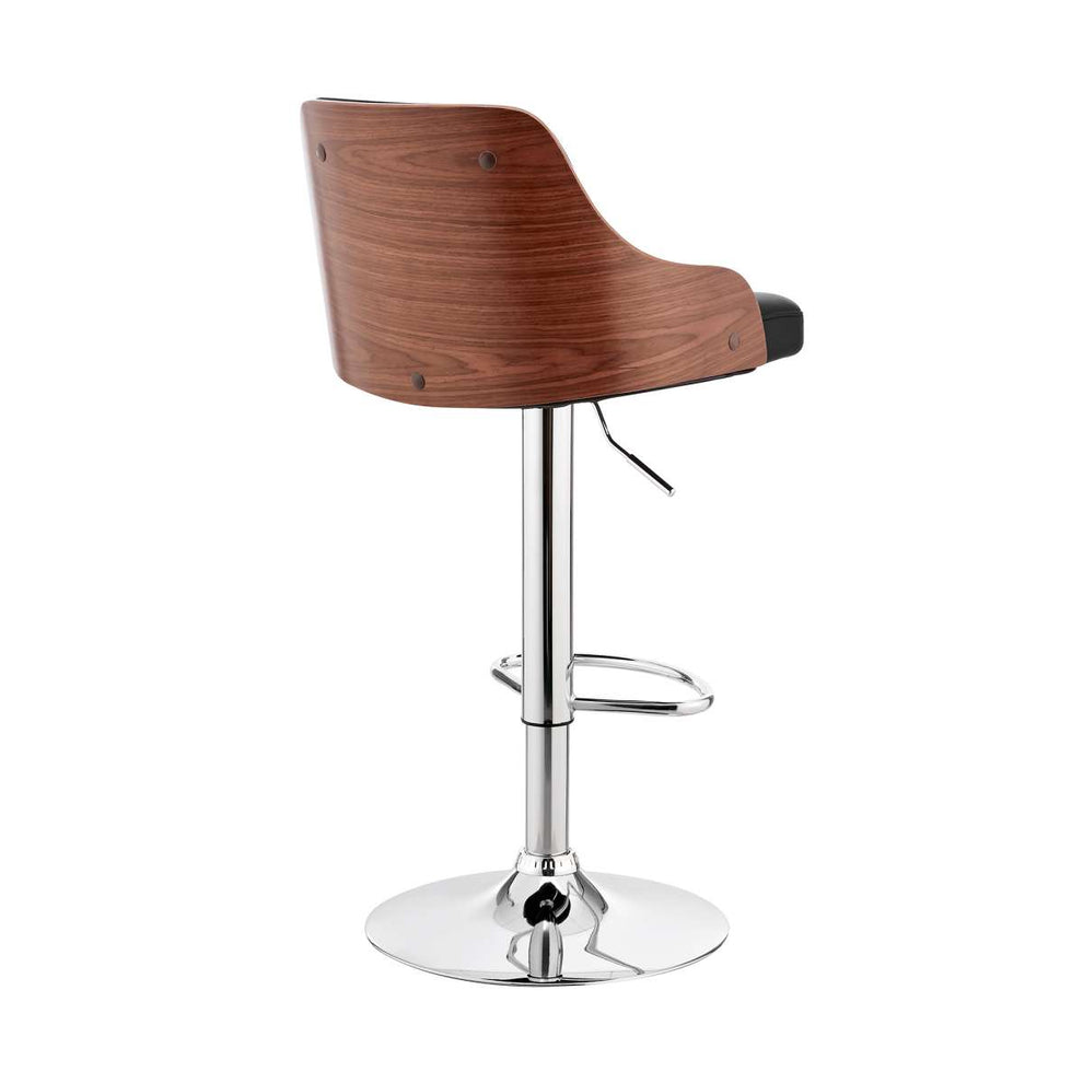 Asher Adjustable Grey Faux Leather and Black Finish Bar Stool By Armen Living | Bar Stools | Modishstore - 10