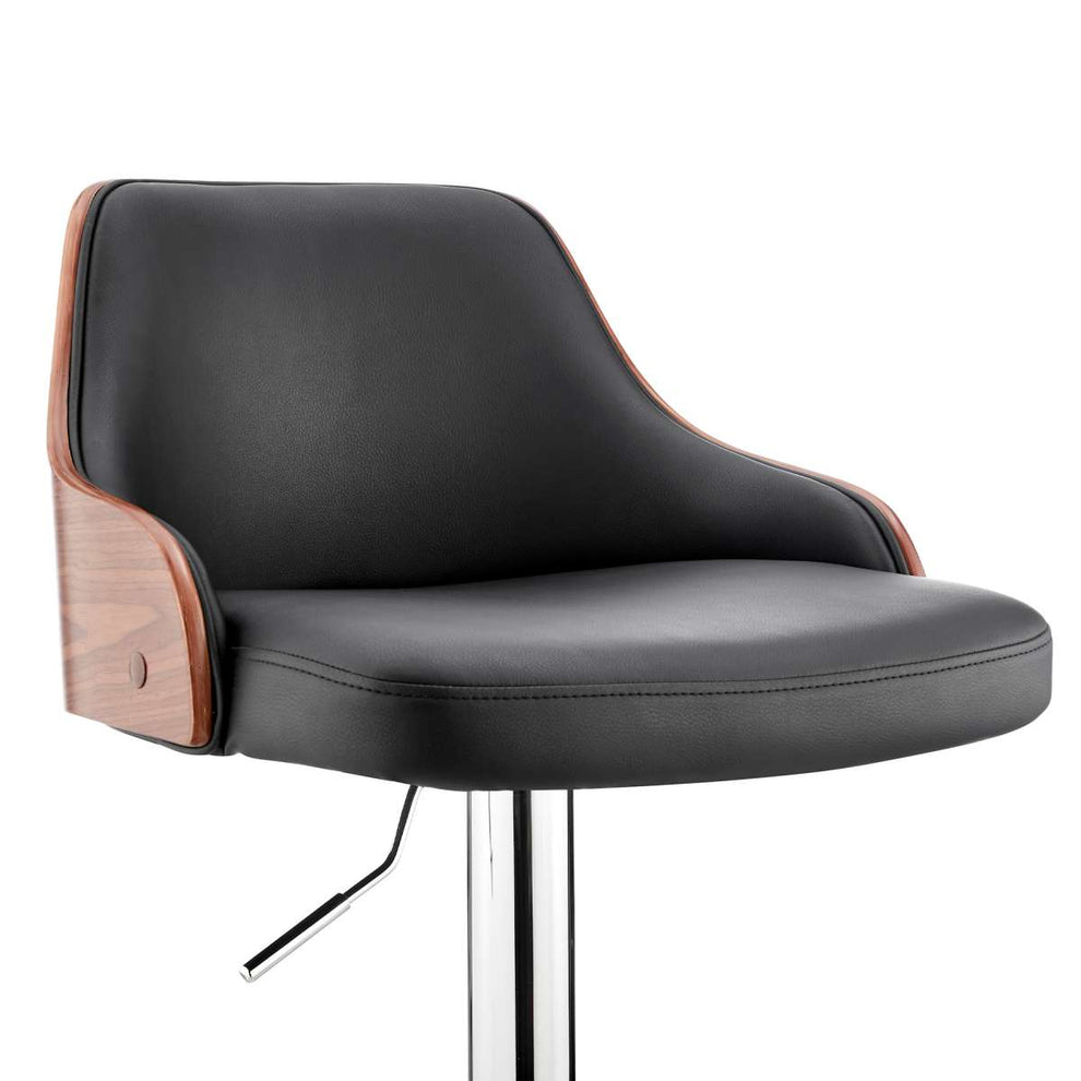 Asher Adjustable Grey Faux Leather and Black Finish Bar Stool By Armen Living | Bar Stools | Modishstore - 12
