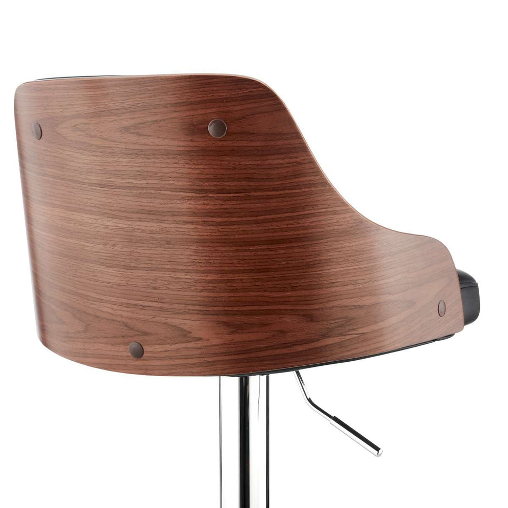 Asher Adjustable Grey Faux Leather and Black Finish Bar Stool By Armen Living | Bar Stools | Modishstore - 13