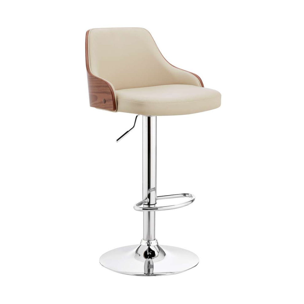 Asher Adjustable Grey Faux Leather and Black Finish Bar Stool By Armen Living | Bar Stools | Modishstore - 15