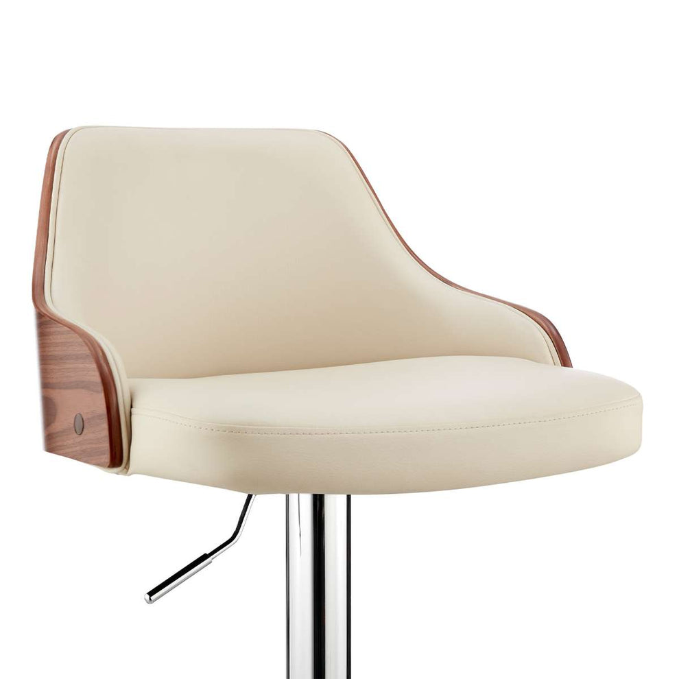 Asher Adjustable Grey Faux Leather and Black Finish Bar Stool By Armen Living | Bar Stools | Modishstore - 19