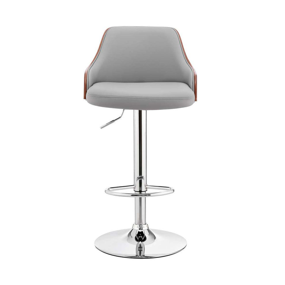 Asher Adjustable Grey Faux Leather and Black Finish Bar Stool By Armen Living | Bar Stools | Modishstore - 23