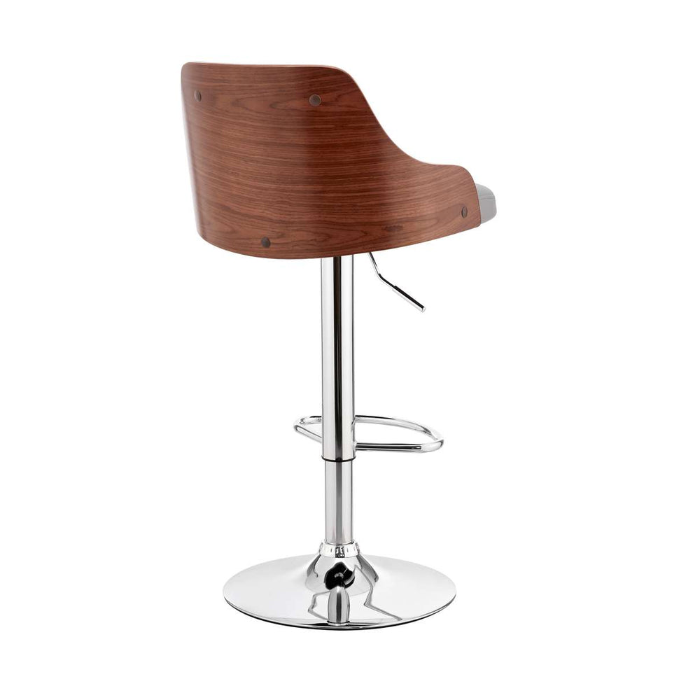 Asher Adjustable Grey Faux Leather and Black Finish Bar Stool By Armen Living | Bar Stools | Modishstore - 24