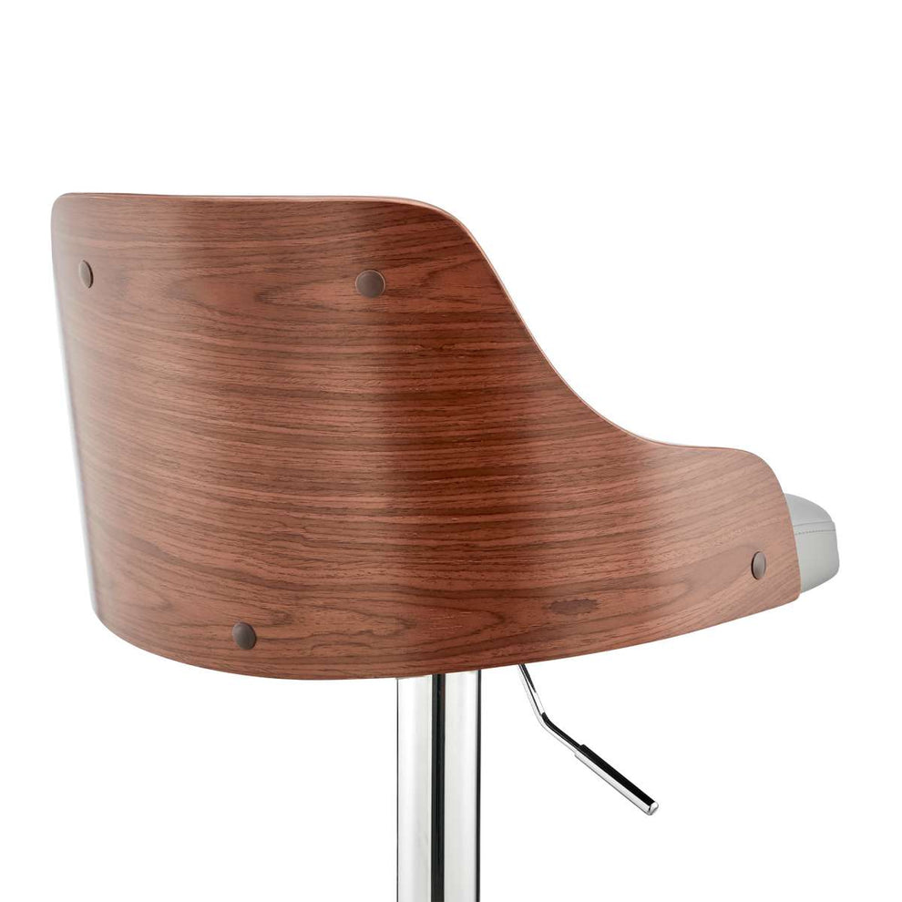 Asher Adjustable Grey Faux Leather and Black Finish Bar Stool By Armen Living | Bar Stools | Modishstore - 27