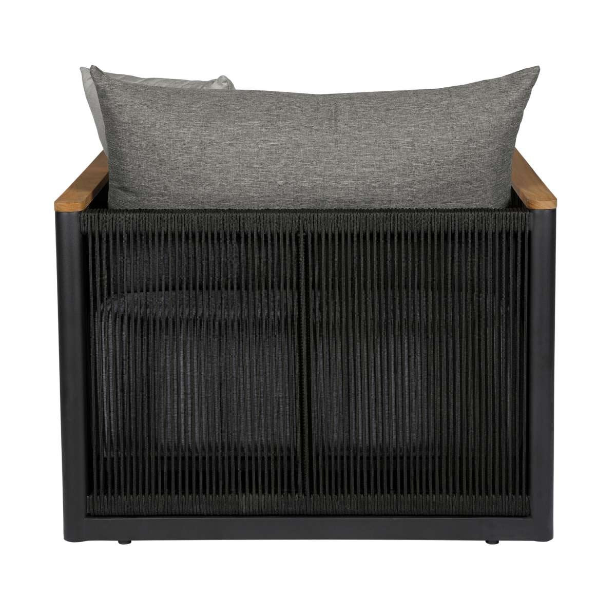 Artesia Outdoor Patio Chair in Teak Wood and Black Rope with Dark Gray Olefin Cushions By Armen Living | Outdoor Chairs | Modishstore - 5