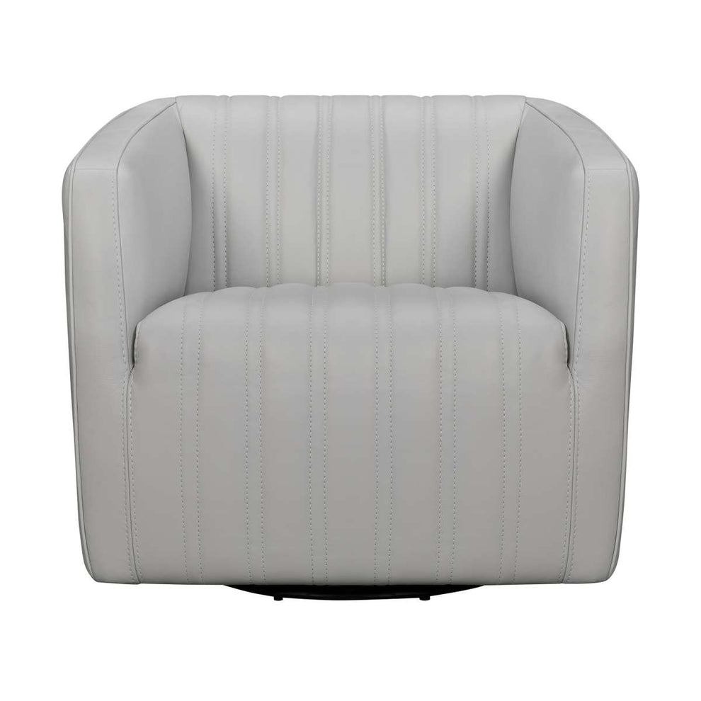 Aries Dove Gray Genuine Leather Swivel Barrel Chair By Armen Living | Accent Chairs |  Modishstore  - 7