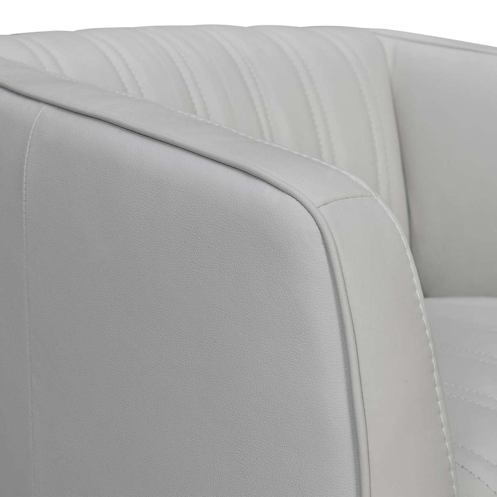 Aries Dove Gray Genuine Leather Swivel Barrel Chair By Armen Living | Accent Chairs |  Modishstore  - 3