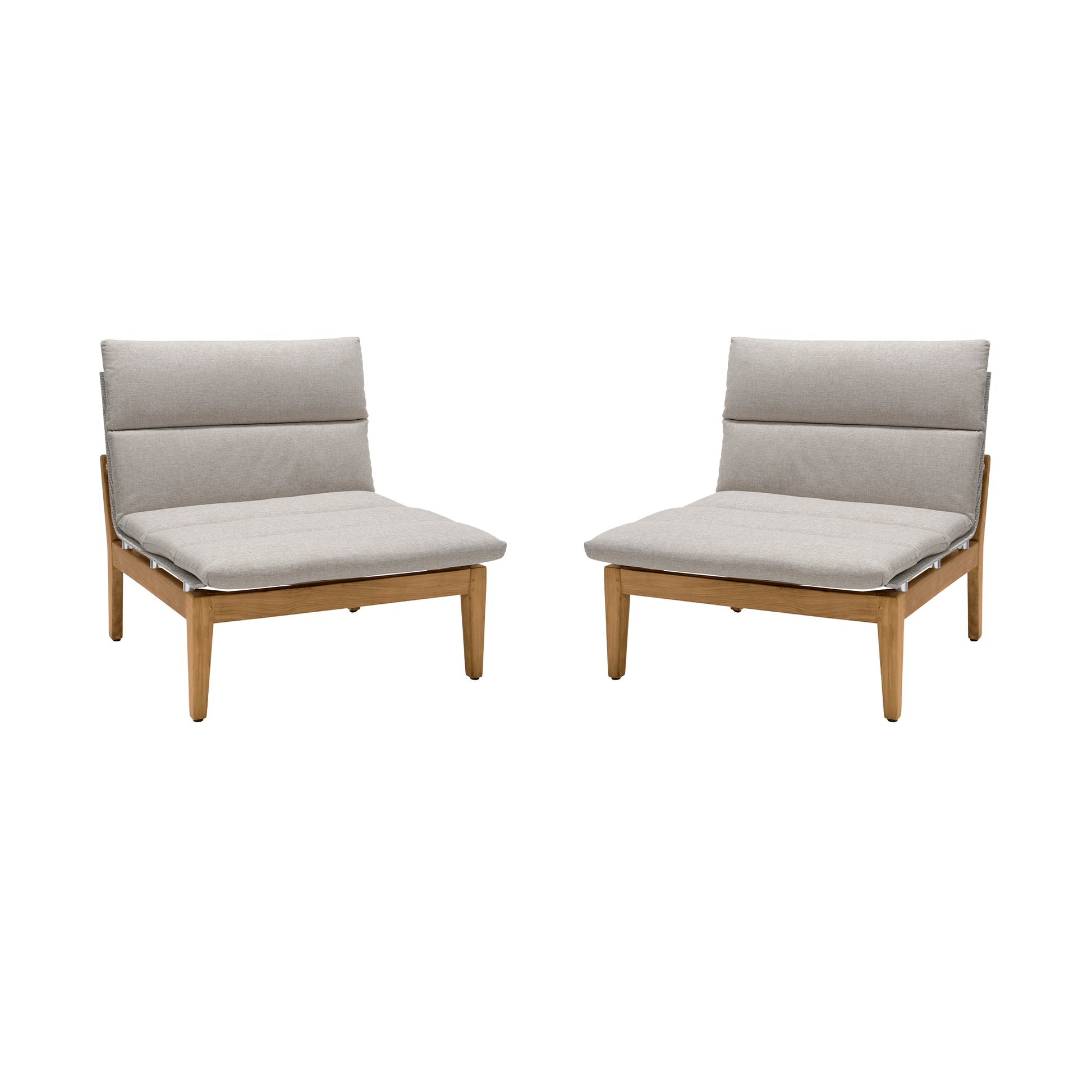 Arno Outdoor Modular Teak Wood Lounge Chair with Beige Olefin - Set of 2 By Armen Living | Outdoor Chaise Lounges | Modishstore - 2