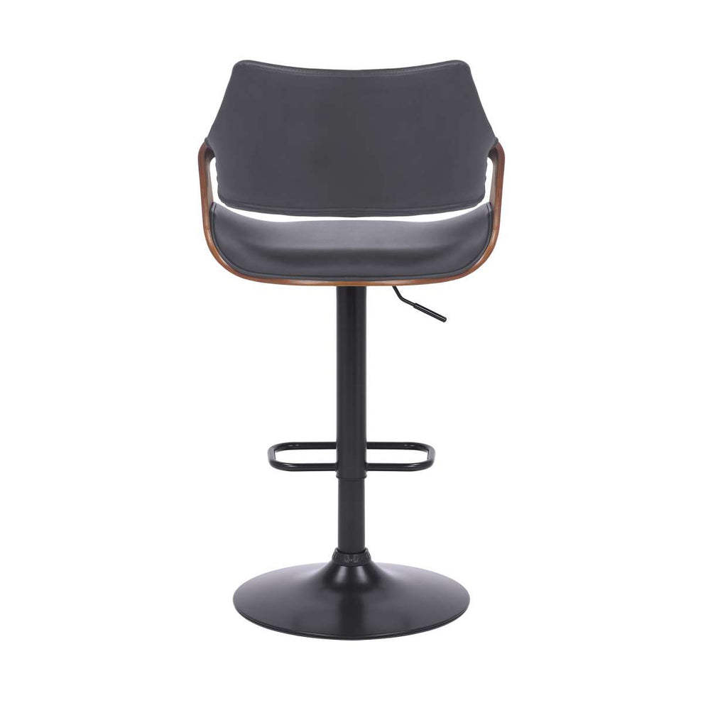 Aspen Adjustable Swivel Black Faux Leather and Walnut Wood Bar Stool with Black Base By Armen Living | Bar Stools | Modishstore - 11