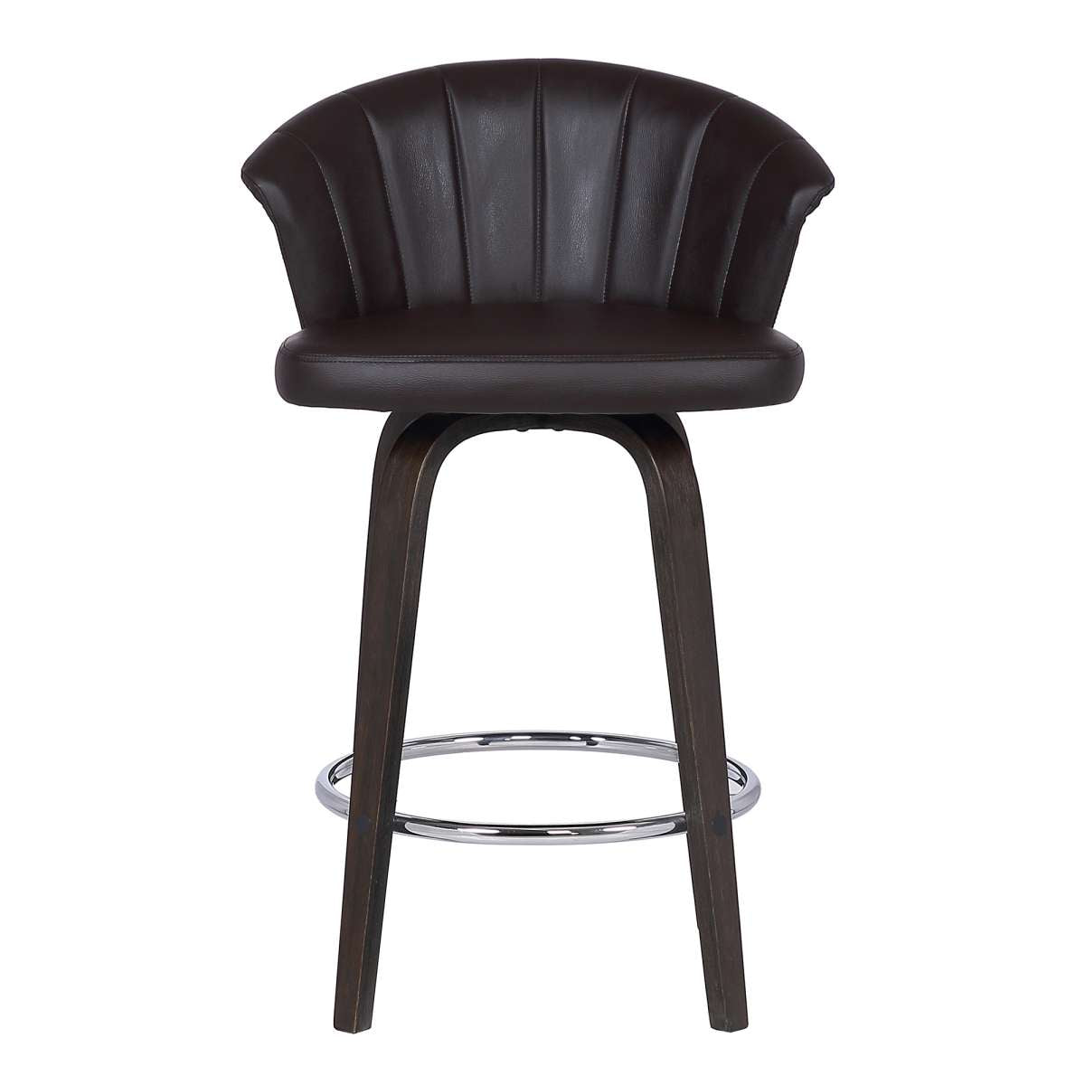 Ashley Wood Back 26" Swivel Brown Faux Leather Bar Stool By Armen Living | Bar Stools | Modishstore - 2