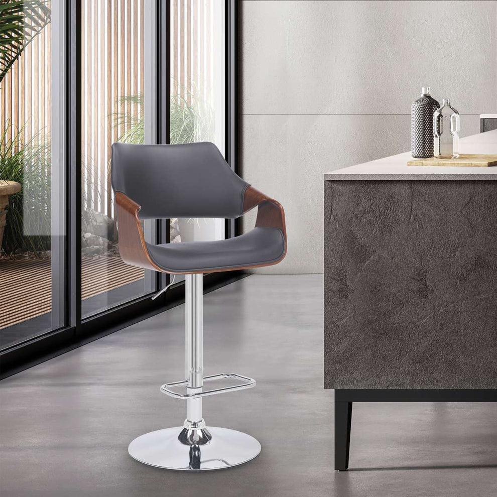 Aspen Adjustable Swivel Bar Stool with Chrome Base By Armen Living | Bar Stools | Modishstore - 9