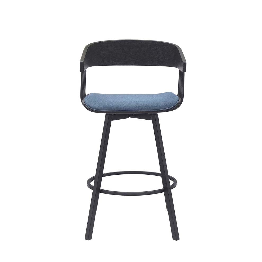 Athena 27" Swivel Black Wood Counter Stool in Light Gray Fabric with Black Metal By Armen Living | Bar Stools | Modishstore - 10
