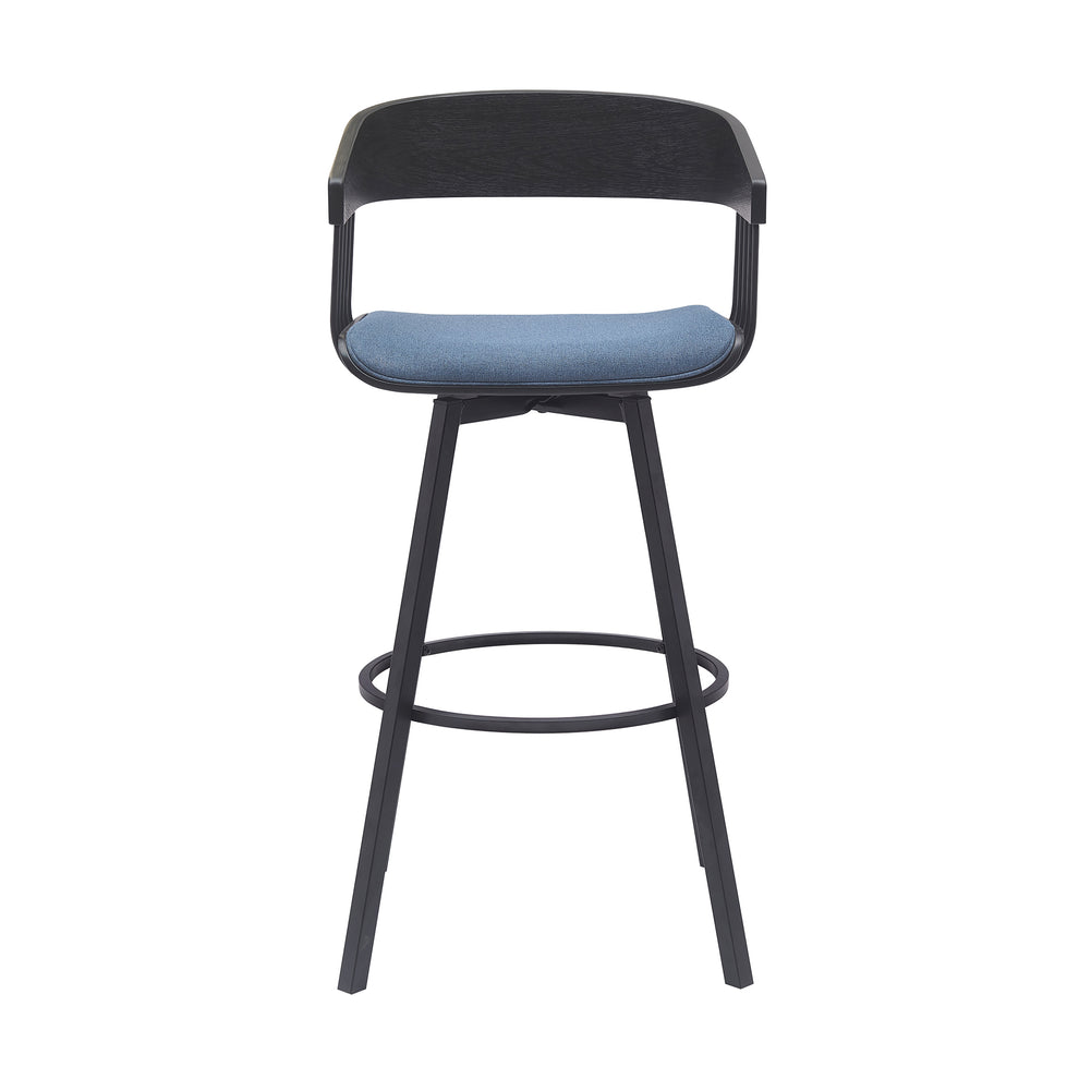 Athena 31" Swivel Black Wood Bar Stool in Light Gray Fabric with Black Metal By Armen Living | Bar Stools | Modishstore - 10