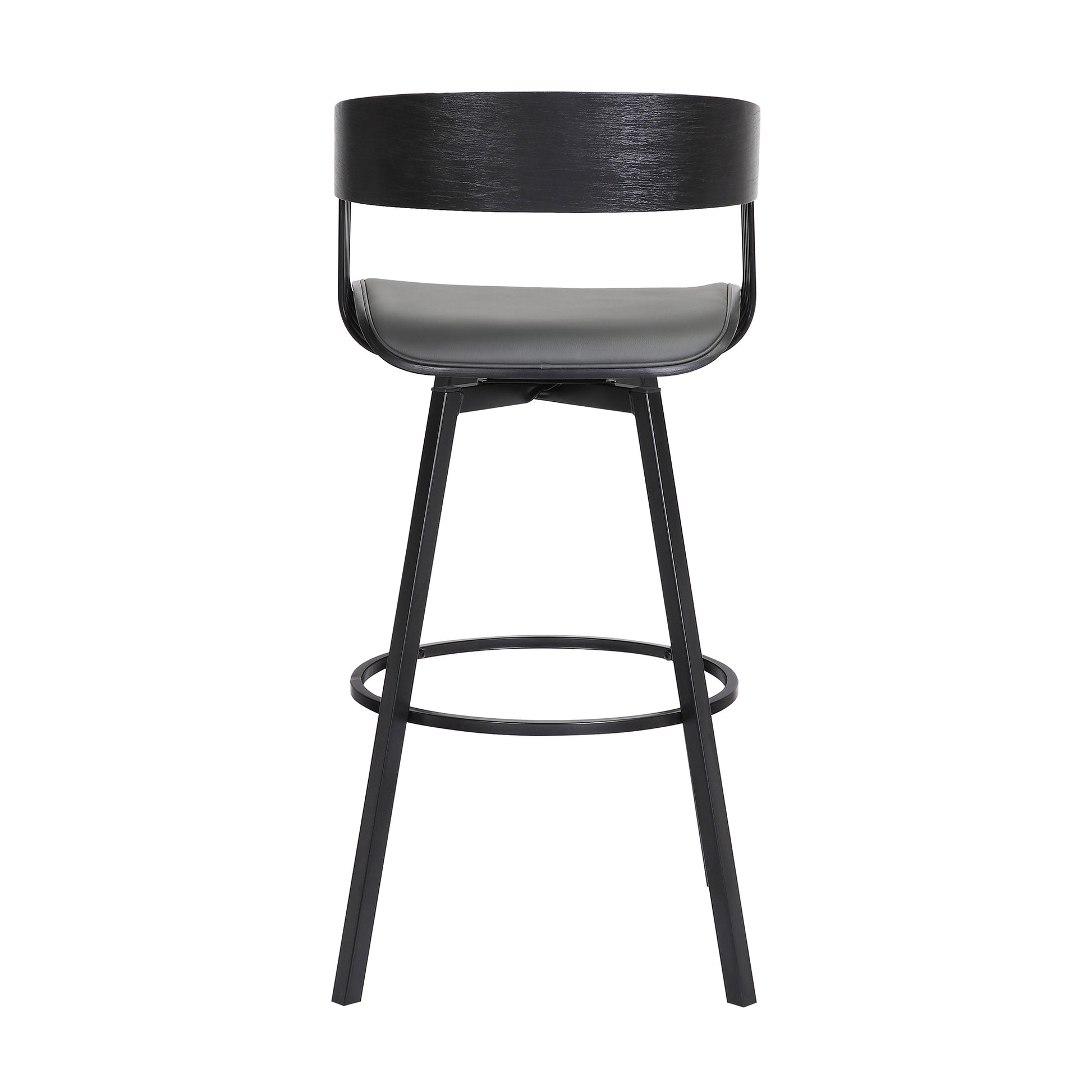 Athena 27" Swivel Black Wood Counter Stool in Grey Faux Leather with Black Metal By Armen Living | Counter Stools | Modishstore - 6