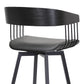 Athena 27" Swivel Black Wood Counter Stool in Grey Faux Leather with Black Metal By Armen Living | Counter Stools | Modishstore - 10