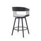 Athena 27" Swivel Black Wood Counter Stool in Light Gray Fabric with Black Metal By Armen Living | Bar Stools | Modishstore - 4