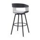 Athena 31" Swivel Black Wood Bar Stool in Light Gray Fabric with Black Metal By Armen Living | Bar Stools | Modishstore - 4