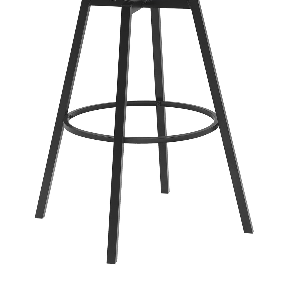 Athena 31" Swivel Black Wood Bar Stool in Light Gray Fabric with Black Metal By Armen Living | Bar Stools | Modishstore - 6