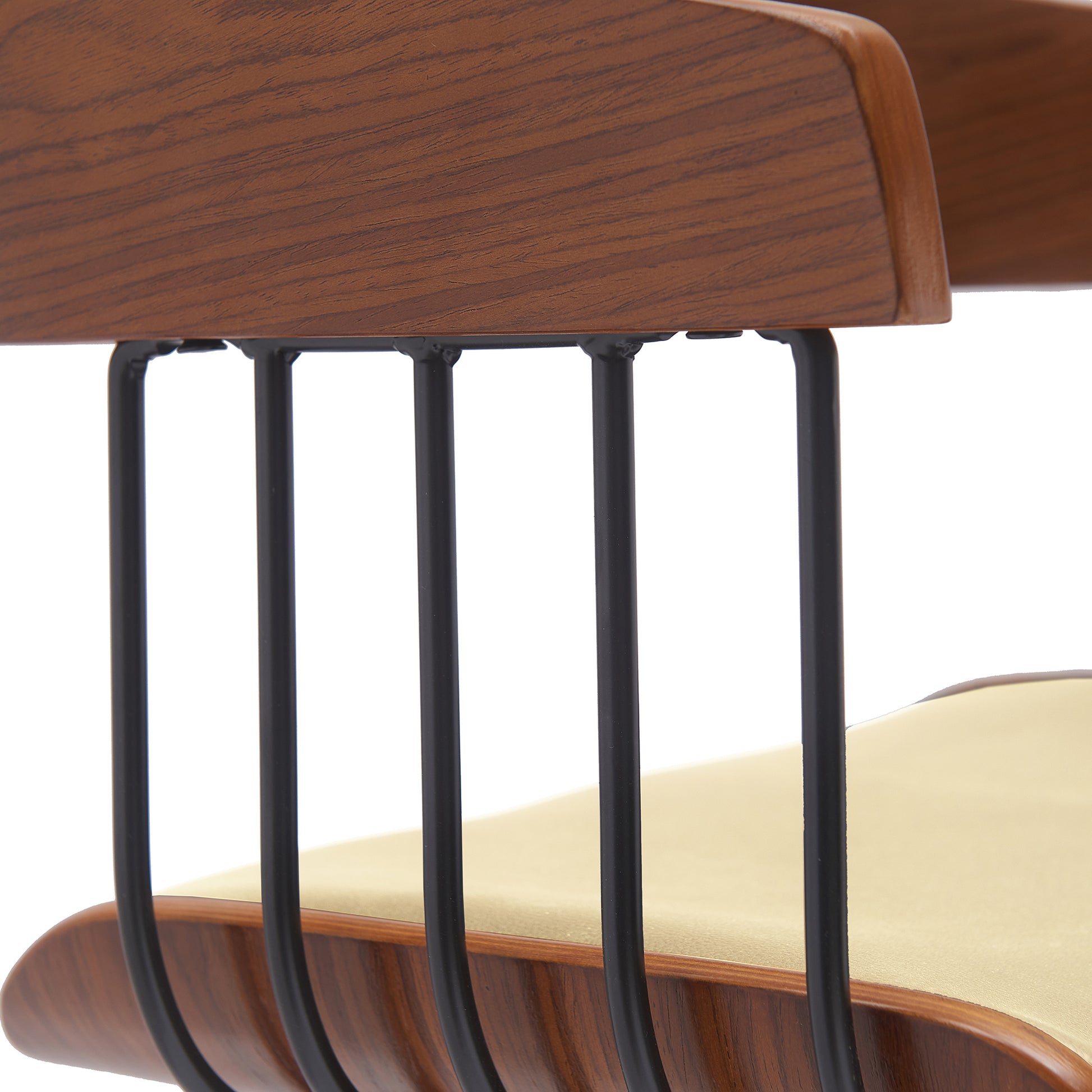 Athena 31" Swivel Walnut Wood Bar Stool in Black Faux Leather with Black Metal By Armen Living | Bar Stools | Modishstore - 16