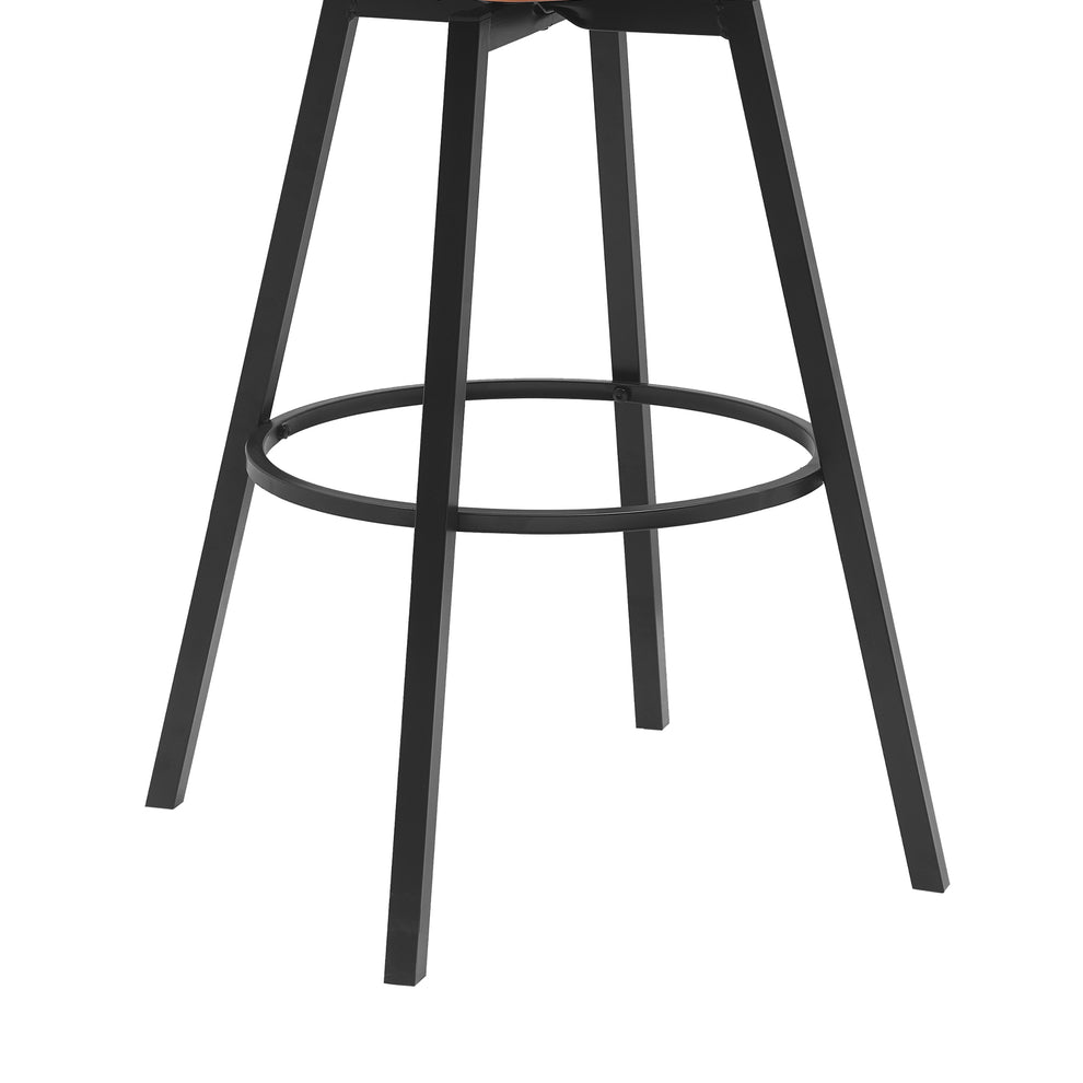 Athena 31" Swivel Walnut Wood Bar Stool in Black Faux Leather with Black Metal By Armen Living | Bar Stools | Modishstore - 22