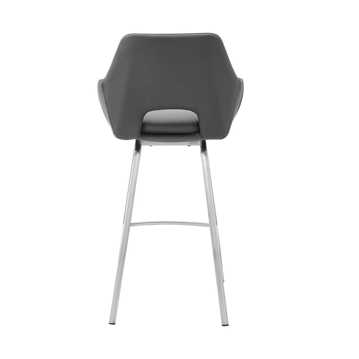 Aura Gray Faux Leather and Brushed Stainless Steel Swivel 26" Counter Stool By Armen Living | Bar Stools | Modishstore - 4