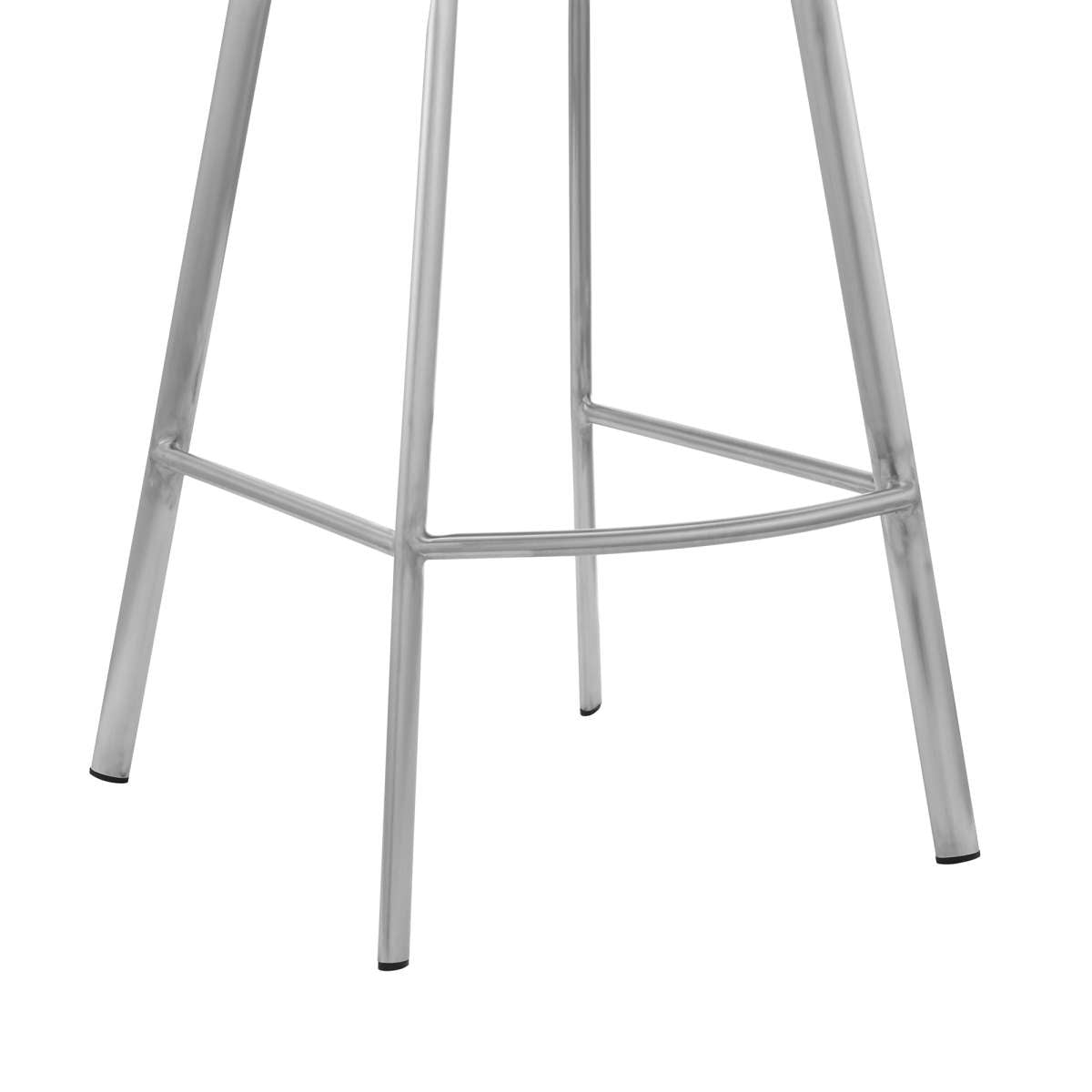 Aura Gray Faux Leather and Brushed Stainless Steel Swivel 30" Bar Stool By Armen Living | Bar Stools | Modishstore - 7