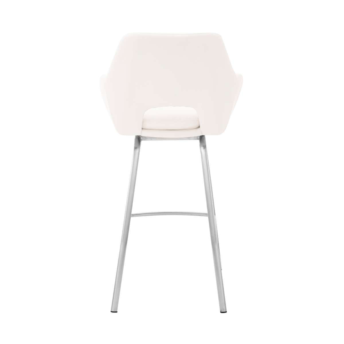 Aura White Faux Leather and Brushed Stainless Steel Swivel 30" Bar Stool By Armen Living | Bar Stools | Modishstore - 4