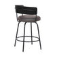 Avalon 26" Gray Faux Leather Swivel Barstool in Black Powder Coated Finish  By Armen Living | Bar Stools | Modishstore - 3