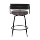 Avalon 26" Gray Faux Leather Swivel Barstool in Black Powder Coated Finish  By Armen Living | Bar Stools | Modishstore - 4