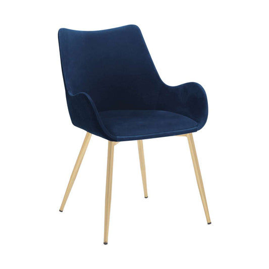 Avery Blue Fabric Dining Room Chair with Gold Legs By Armen Living | Dining Chairs | Modishstore