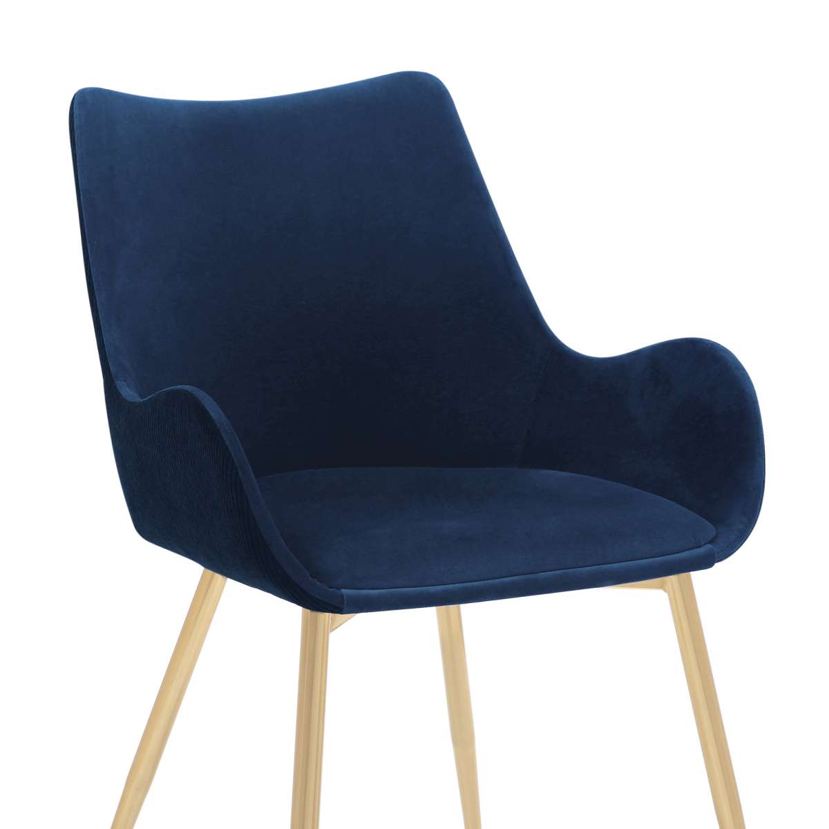 Avery Blue Fabric Dining Room Chair with Gold Legs By Armen Living | Dining Chairs | Modishstore - 5