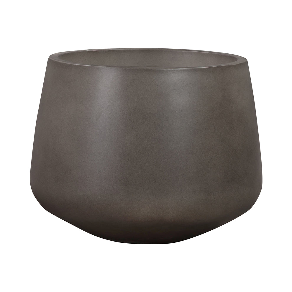 Amethyst Large Round Lightweight Concrete Indoor or Outdoor Planter in grey By Armen Living | Planters, Troughs & Cachepots | Modishstore - 2