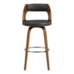Axel 26" Swivel Counter Stool in Gray Faux Leather and Walnut Wood By Armen Living | Bar Stools | Modishstore - 2