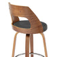 Axel 26" Swivel Counter Stool in Gray Faux Leather and Walnut Wood By Armen Living | Bar Stools | Modishstore - 6
