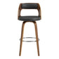 Axel 30" Swivel Bar Stool in Gray Faux Leather and Walnut Wood By Armen Living | Bar Stools | Modishstore - 2