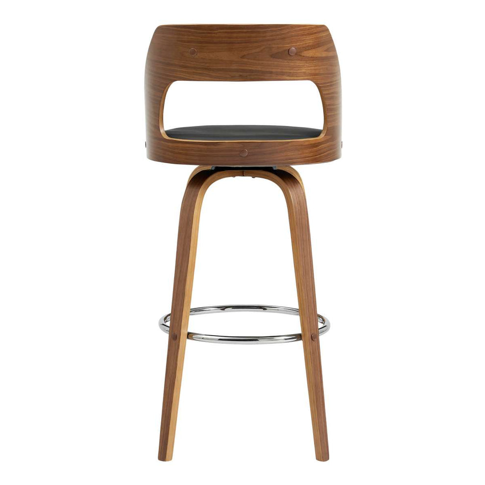 Axel 30" Swivel Bar Stool in Gray Faux Leather and Walnut Wood By Armen Living | Bar Stools | Modishstore - 4