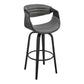 Arya 26" Swivel Counter Stool in Gray Faux Leather and Black Wood By Armen Living | Bar Stools | Modishstore