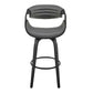 Arya 26" Swivel Counter Stool in Gray Faux Leather and Black Wood By Armen Living | Bar Stools | Modishstore - 2