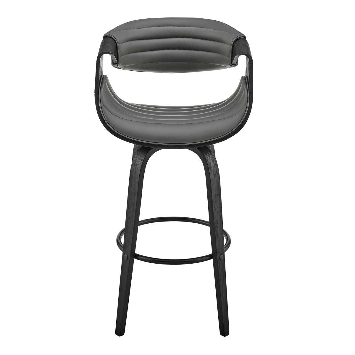Arya 26" Swivel Counter Stool in Gray Faux Leather and Black Wood By Armen Living | Bar Stools | Modishstore - 2