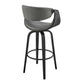 Arya 26" Swivel Counter Stool in Gray Faux Leather and Black Wood By Armen Living | Bar Stools | Modishstore - 3