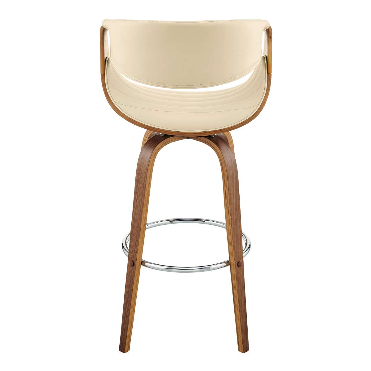 Arya 26" Swivel Counter Stool in Cream Faux Leather and Walnut Wood By Armen Living | Bar Stools | Modishstore - 4