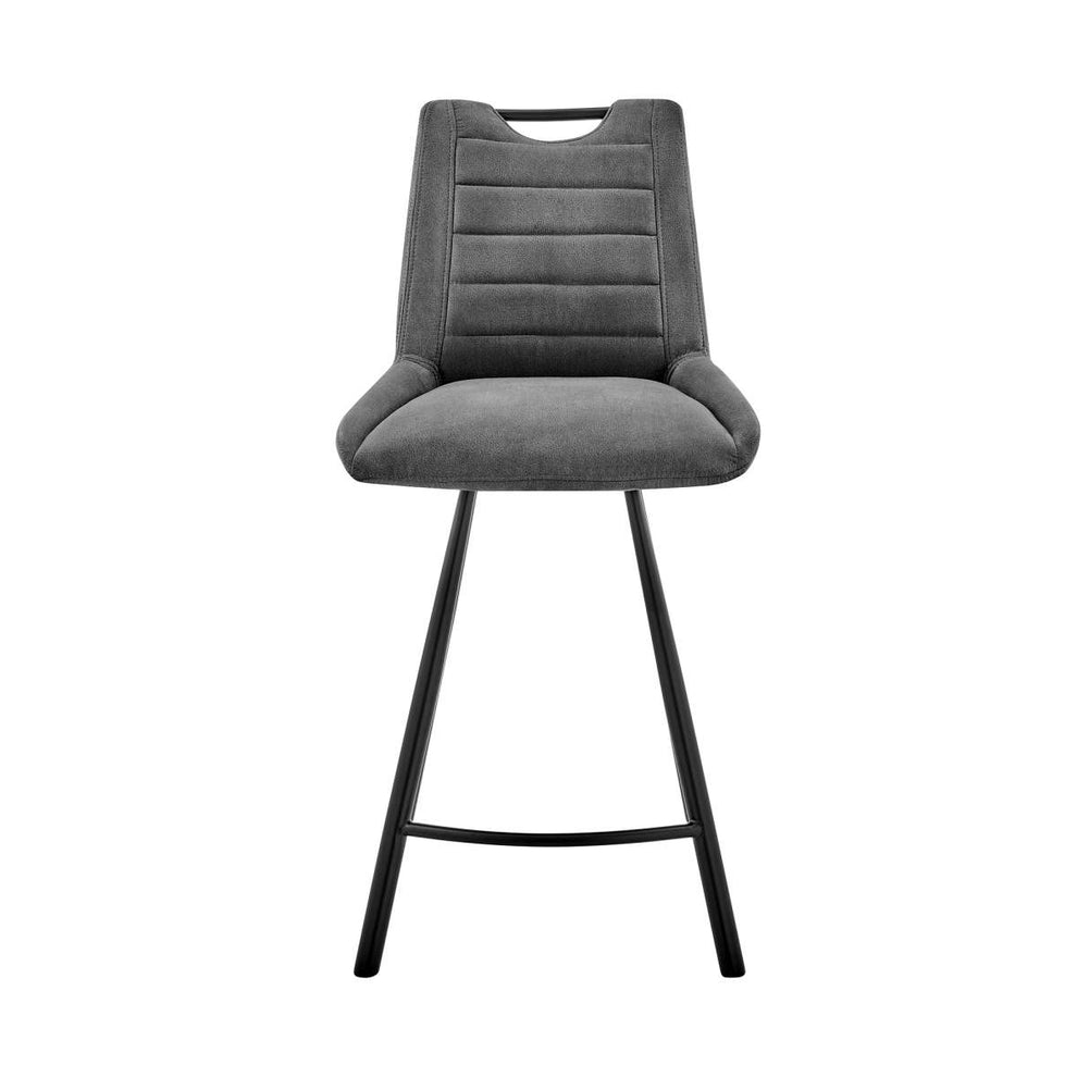 Arizona 30" Bar Height Bar Stool in Charcoal Fabric and Black Finish By Armen Living | Bar Stools | Modishstore - 2