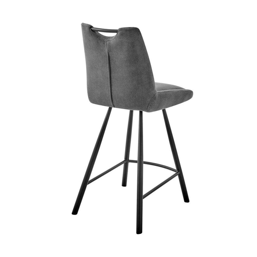 Arizona 30" Bar Height Bar Stool in Charcoal Fabric and Black Finish By Armen Living | Bar Stools | Modishstore - 3
