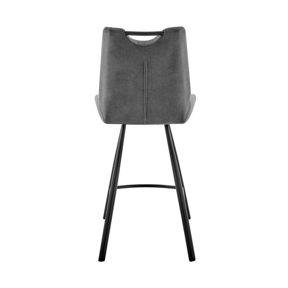 Arizona 30" Bar Height Bar Stool in Charcoal Fabric and Black Finish By Armen Living | Bar Stools | Modishstore - 4