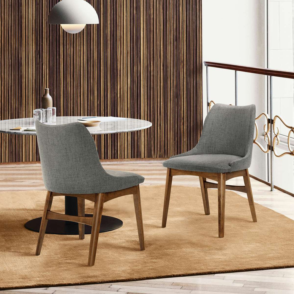 Azalea Blue Fabric and Walnut Wood Dining Side Chairs - Set of 2 By Armen Living | Side Chairs |  Modishstore  - 9