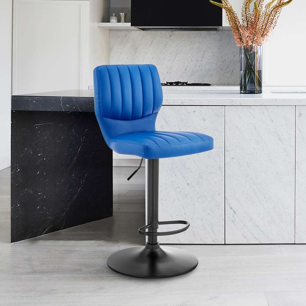 Bardot Adjustable Height Black Faux Leather Swivel Bar Stool By Armen Living | Bar Stools |  Modishstore  - 4